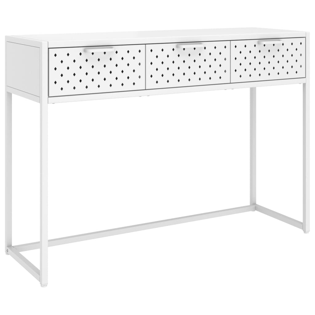 vidaXL Console Table White 106x35x75 cm Steel