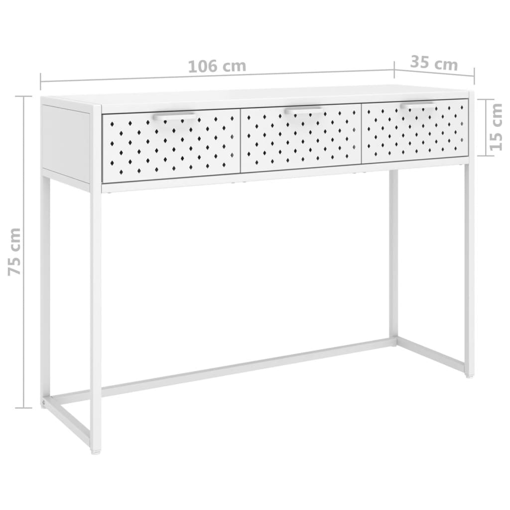 vidaXL Console Table White 106x35x75 cm Steel