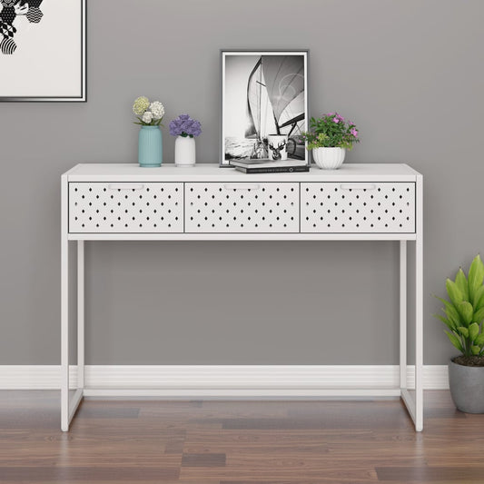 vidaXL Console Table White 106x35x75 cm Steel