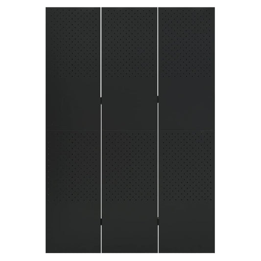 vidaXL 3-Panel Room Divider Black 120x180 cm Steel