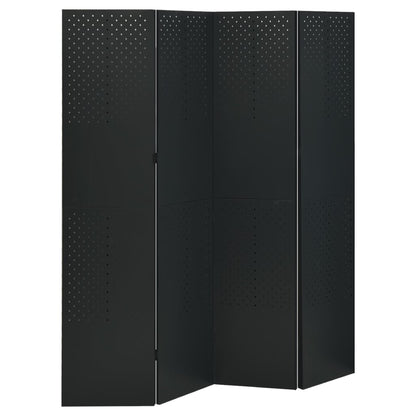 vidaXL 4-Panel Room Divider Black 160x180 cm Steel