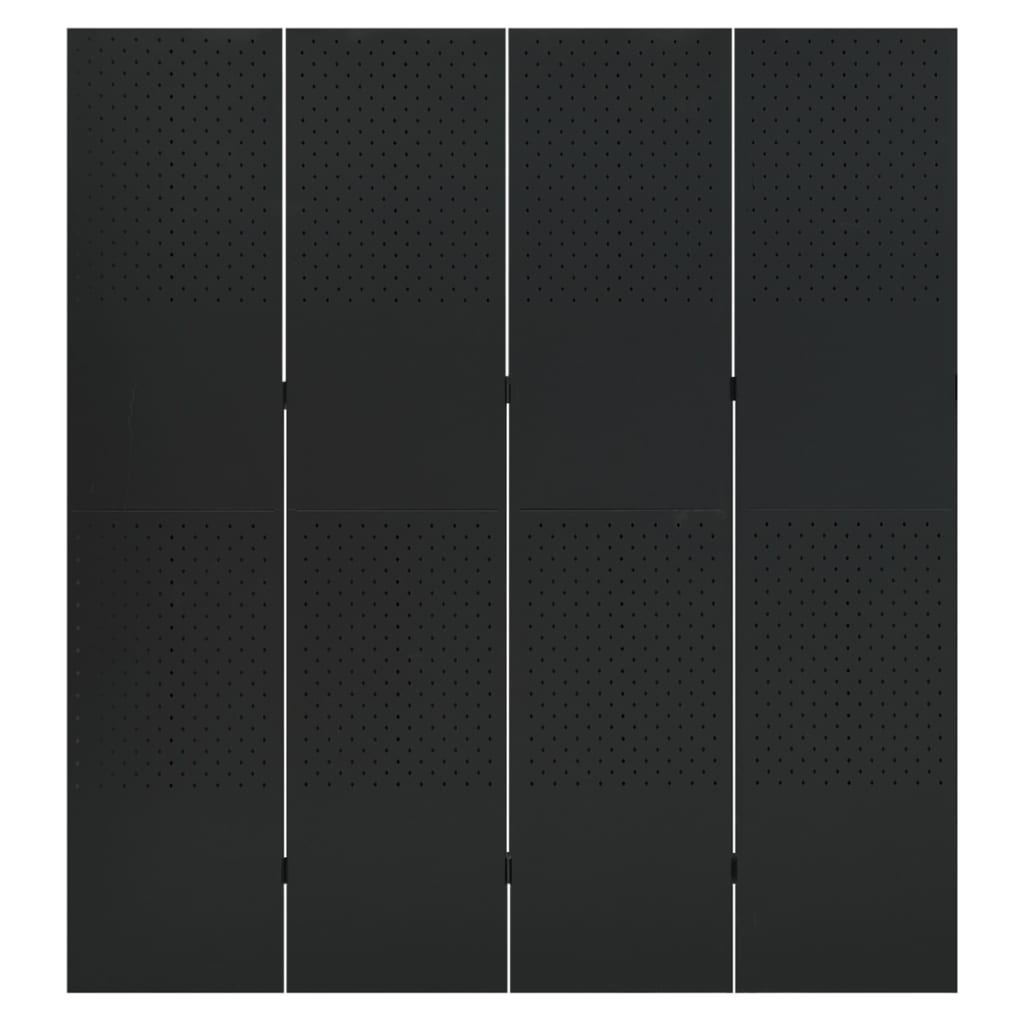 vidaXL 4-Panel Room Divider Black 160x180 cm Steel