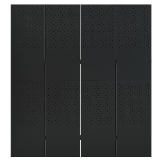 vidaXL 4-Panel Room Divider Black 160x180 cm Steel