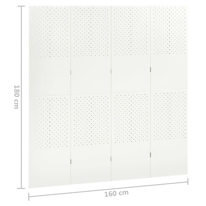 vidaXL 4-Panel Room Divider White 160x180 cm Steel