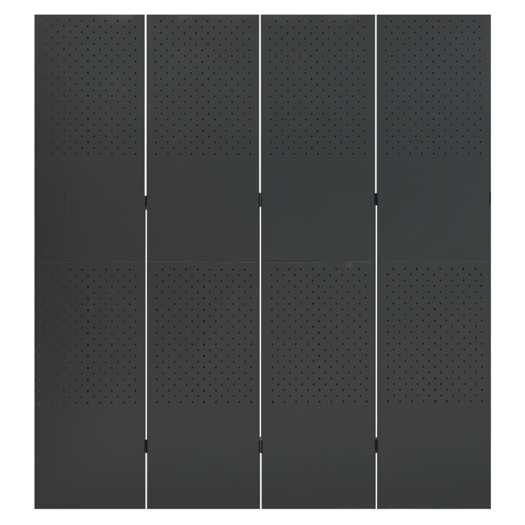 vidaXL 4-Panel Room Divider Anthracite 160x180 cm Steel