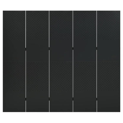 vidaXL 5-Panel Room Divider Black 200x180 cm Steel