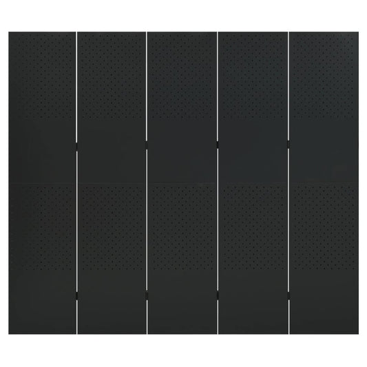vidaXL 5-Panel Room Divider Black 200x180 cm Steel