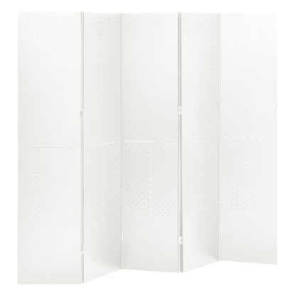 vidaXL 5-Panel Room Divider White 200x180 cm Steel