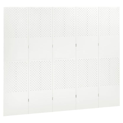 vidaXL 5-Panel Room Divider White 200x180 cm Steel
