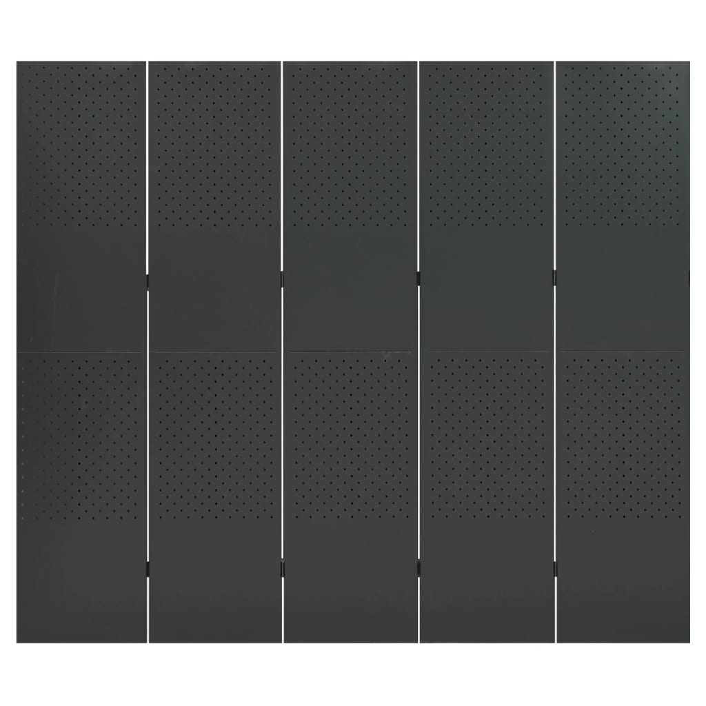 vidaXL 5-Panel Room Divider Anthracite 200x180 cm Steel