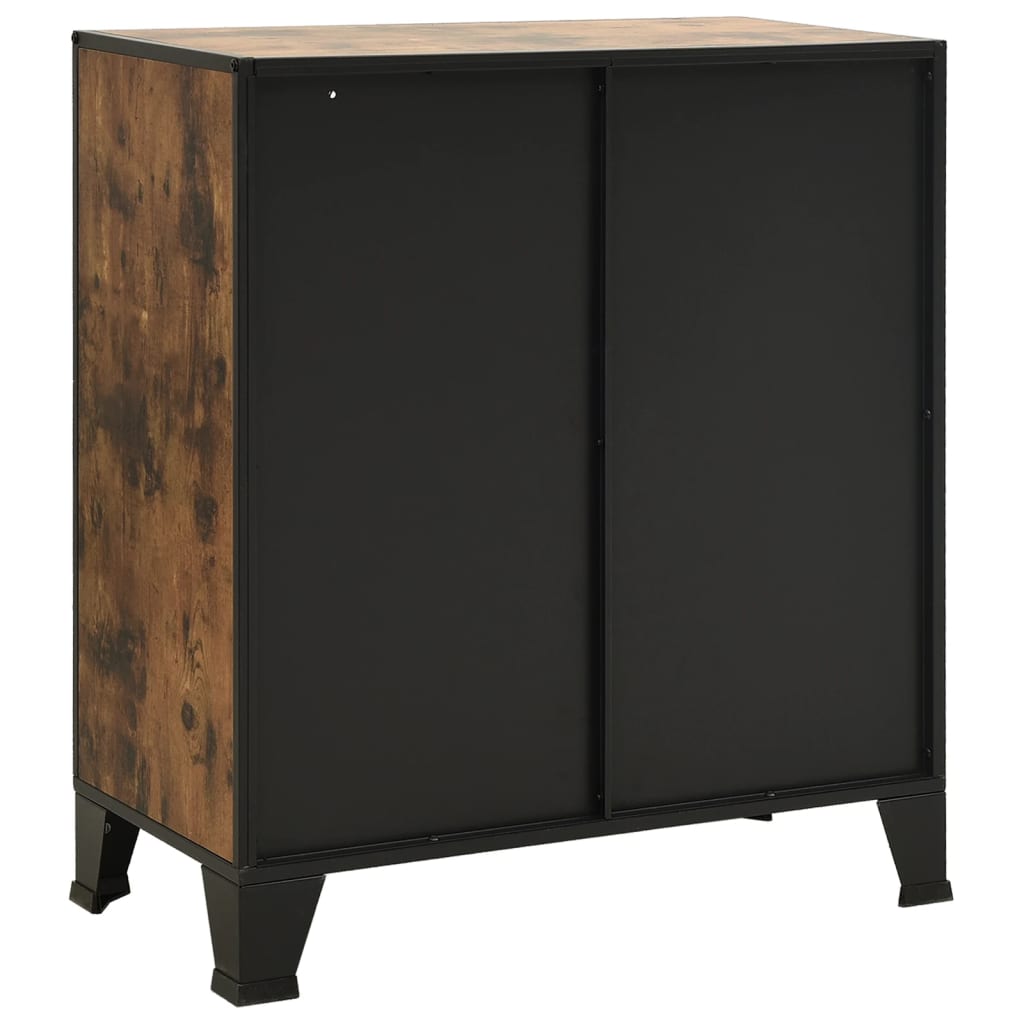 vidaXL Storage Cabinet Rustic Brown 72x36x82 cm Metal and MDF