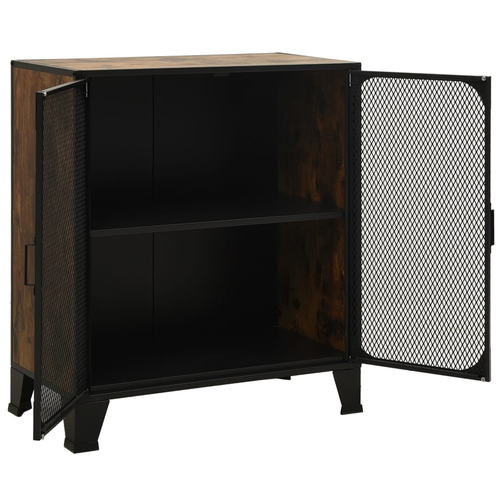 vidaXL Storage Cabinet Rustic Brown 72x36x82 cm Metal and MDF