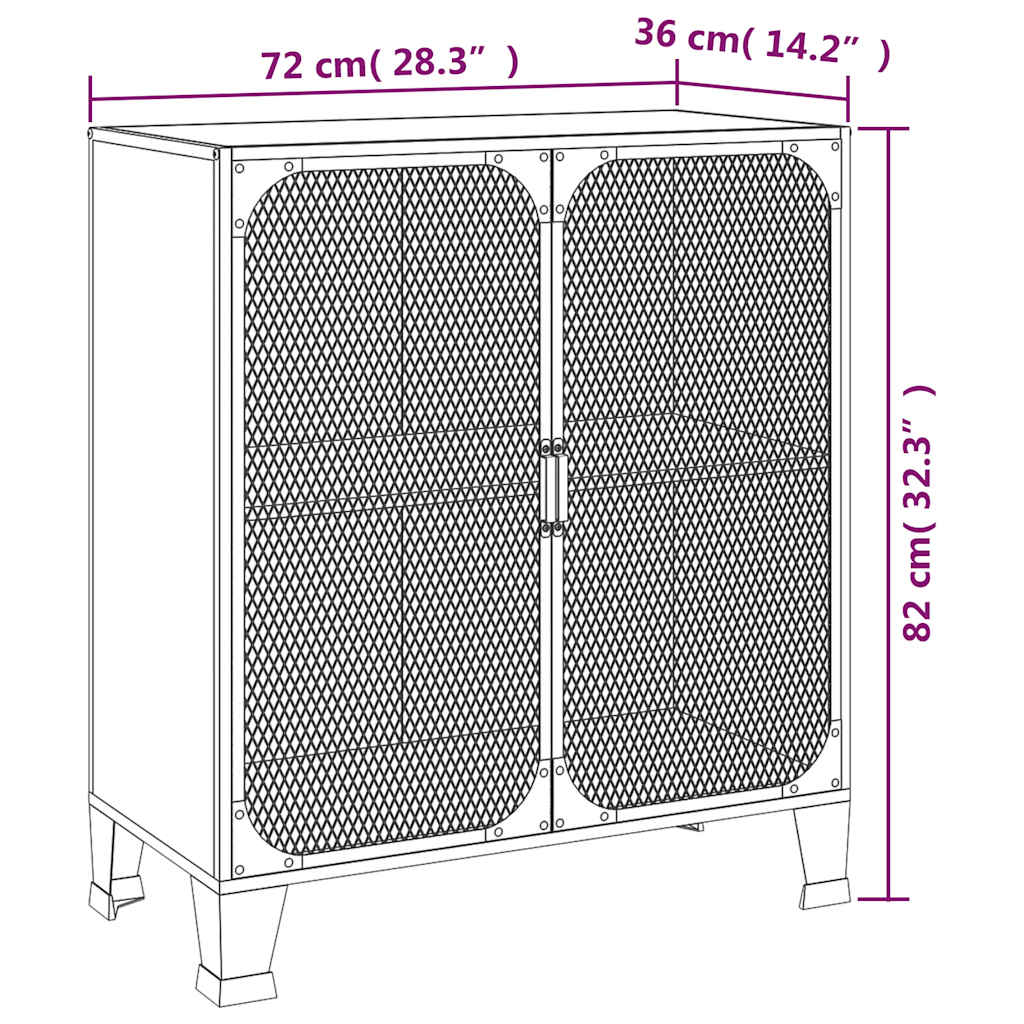 vidaXL Storage Cabinet Grey 72x36x82 cm Metal and MDF