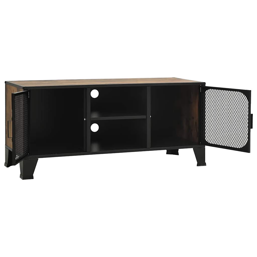 vidaXL TV Cabinet Rustic Brown 105x36x47 cm Metal and MDF