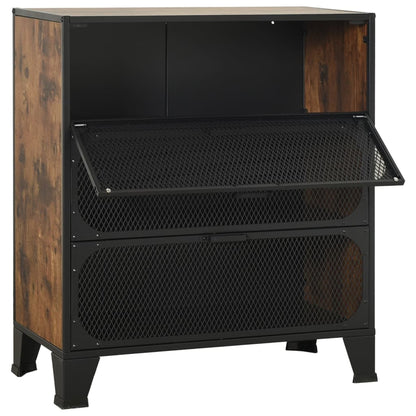 vidaXL Storage Cabinet Rustic Brown 72x36x82 cm Metal and MDF