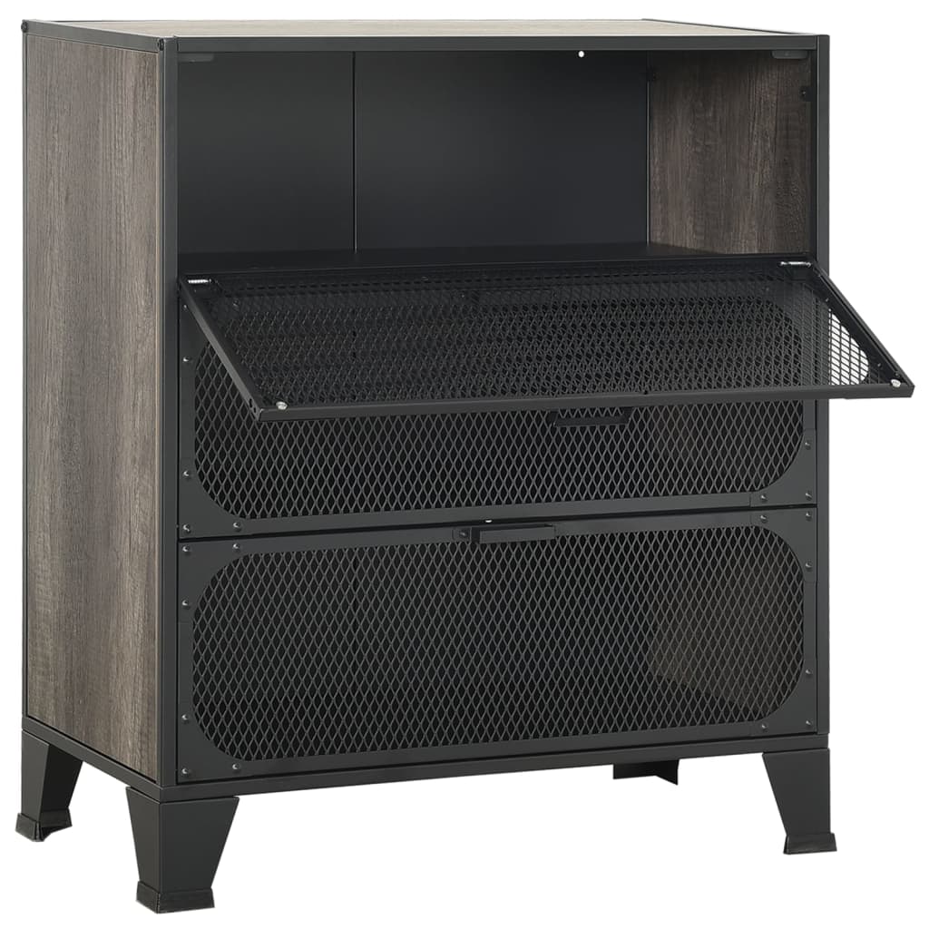 vidaXL Storage Cabinet Grey 72x36x82 cm Metal and MDF