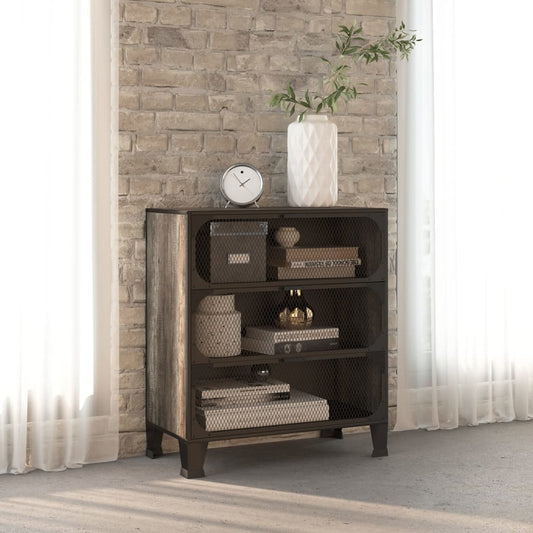 vidaXL Storage Cabinet | Grey | Metal and MDF | Medium | Storage Cabinet