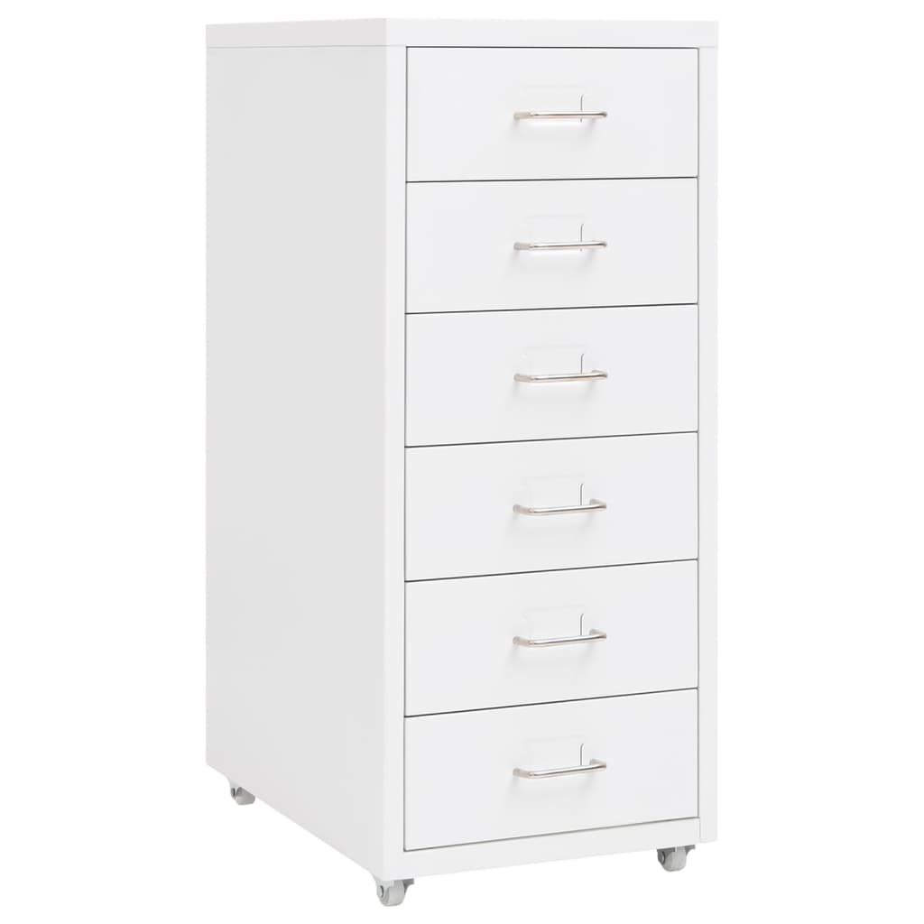 vidaXL Mobile File Cabinet | White | Metal | Compact | Mobile File Cabinet