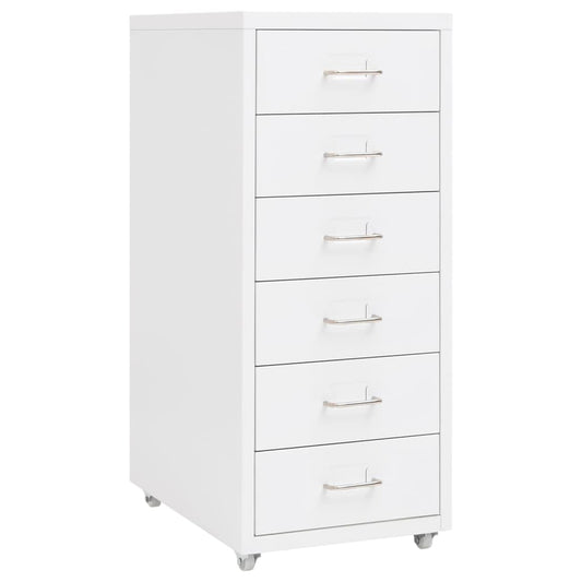 vidaXL Mobile File Cabinet | White | Metal | Compact | Mobile File Cabinet