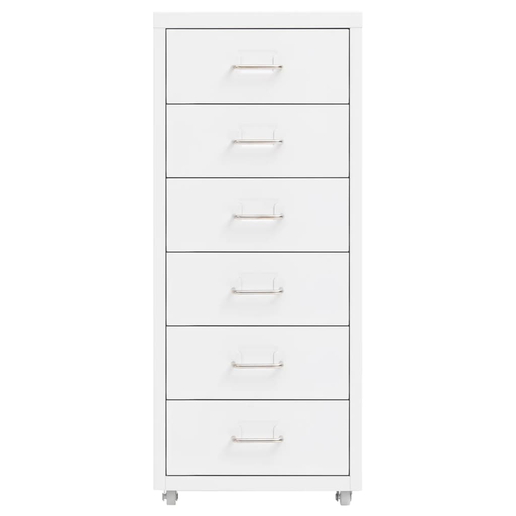 vidaXL Mobile File Cabinet | White | Metal | Compact | Mobile File Cabinet