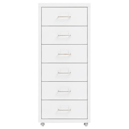 vidaXL Mobile File Cabinet | White | Metal | Compact | Mobile File Cabinet