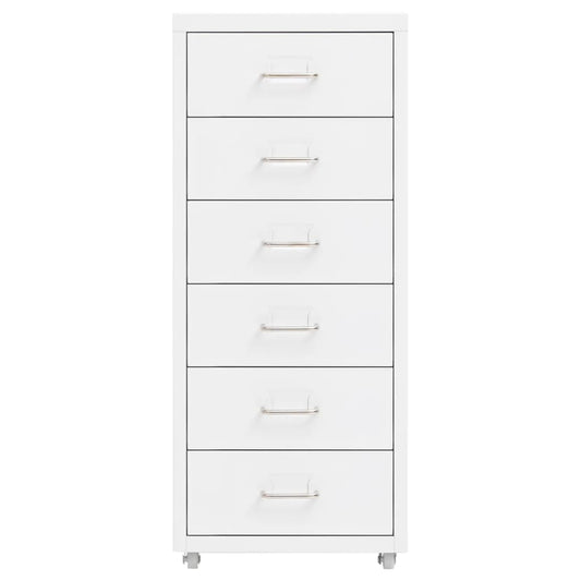 vidaXL Mobile File Cabinet | White | Metal | Compact | Mobile File Cabinet