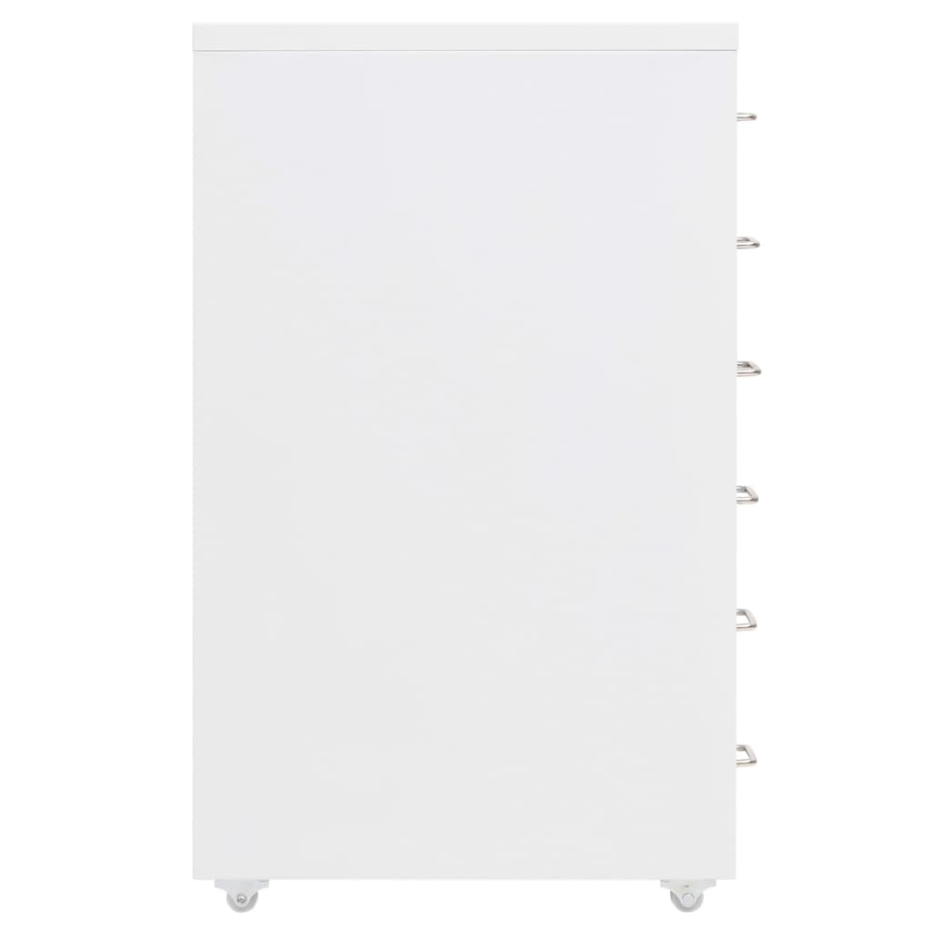 vidaXL Mobile File Cabinet | White | Metal | Compact | Mobile File Cabinet