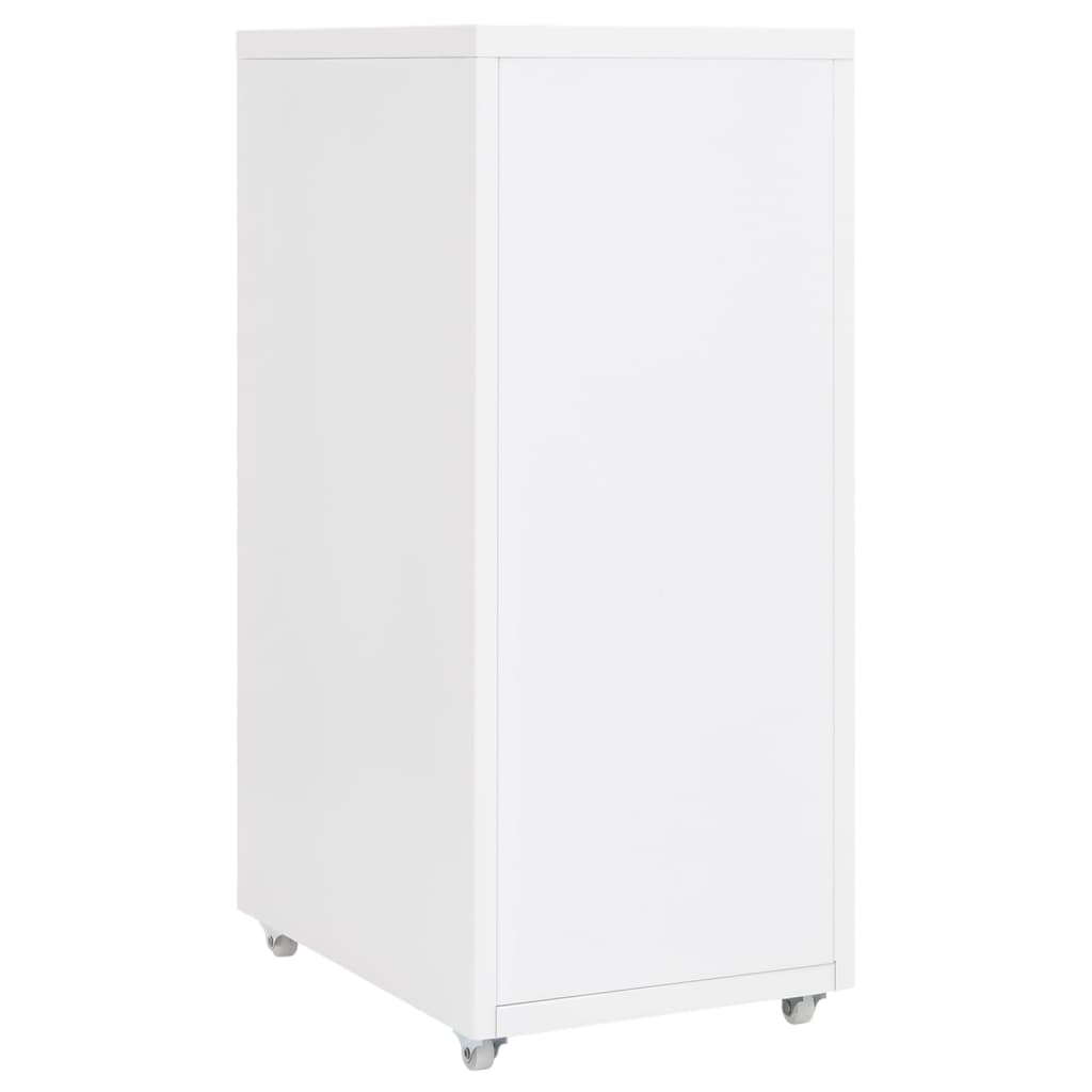 vidaXL Mobile File Cabinet | White | Metal | Compact | Mobile File Cabinet