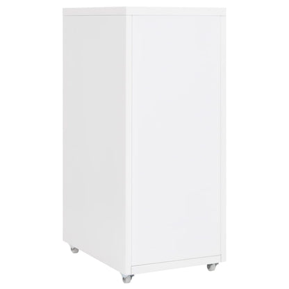 vidaXL Mobile File Cabinet | White | Metal | Compact | Mobile File Cabinet