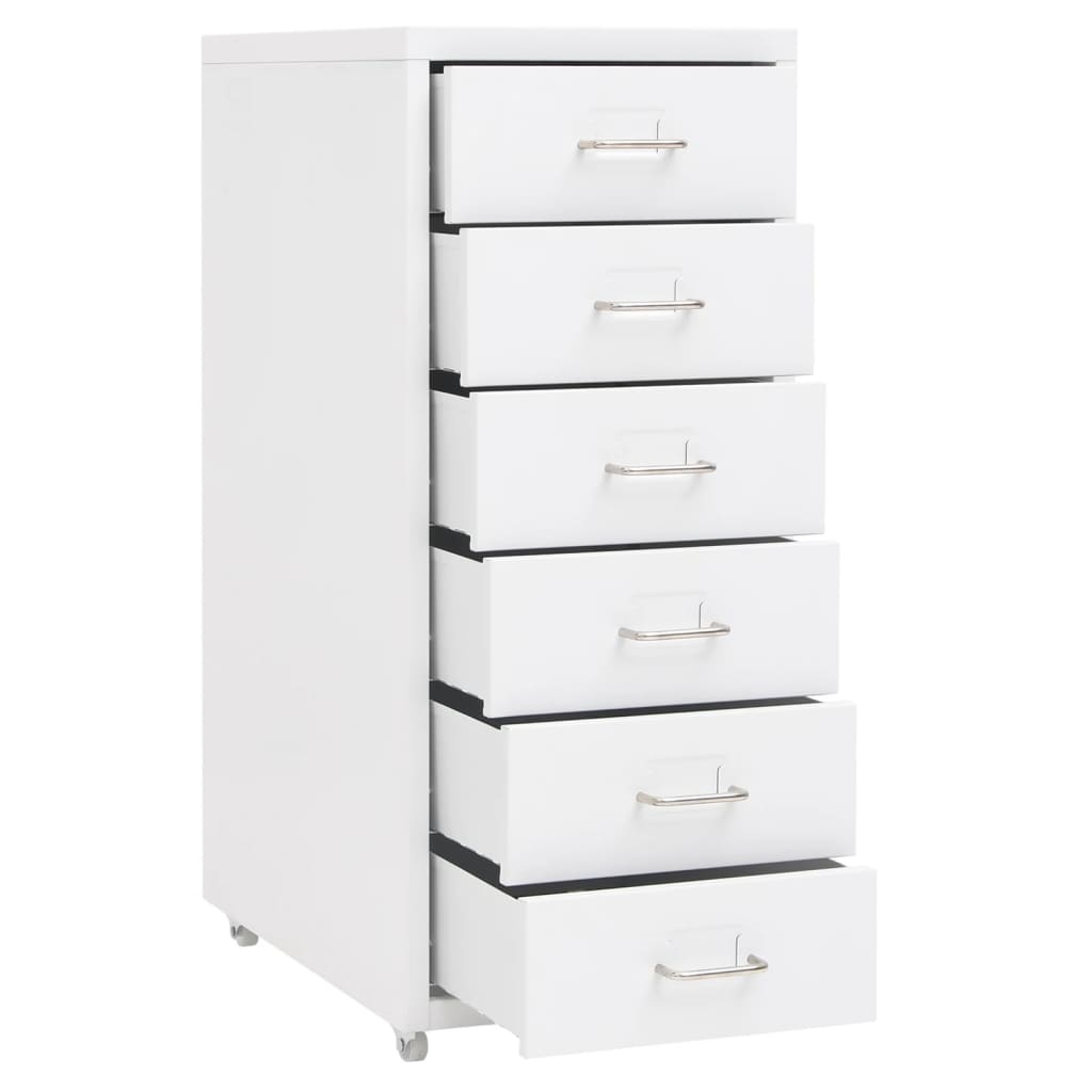 vidaXL Mobile File Cabinet | White | Metal | Compact | Mobile File Cabinet