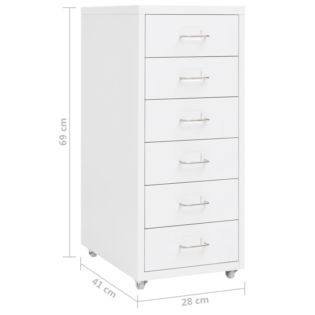 vidaXL Mobile File Cabinet | White | Metal | Compact | Mobile File Cabinet