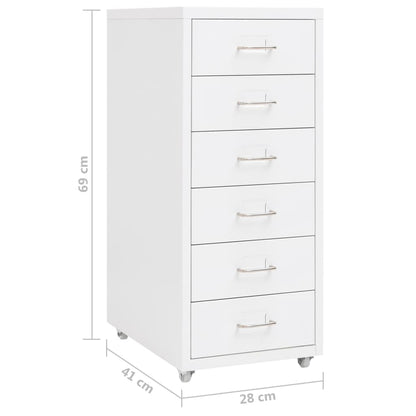 vidaXL Mobile File Cabinet | White | Metal | Compact | Mobile File Cabinet