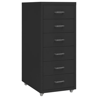 vidaXL Mobile File Cabinet | Black | Metal | Medium | Mobile File Cabinet