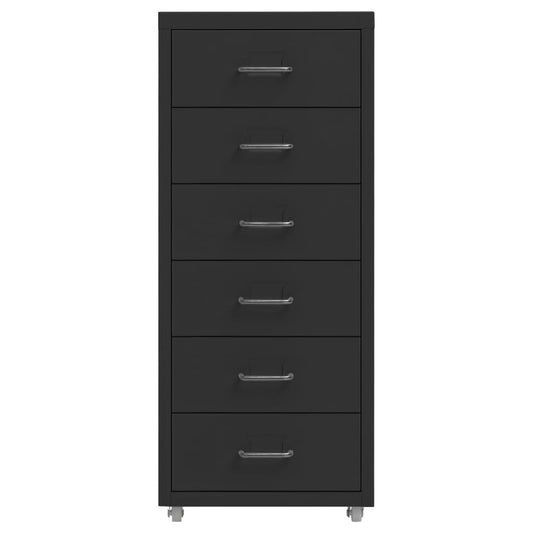 vidaXL Mobile File Cabinet | Black | Metal | Medium | Mobile File Cabinet