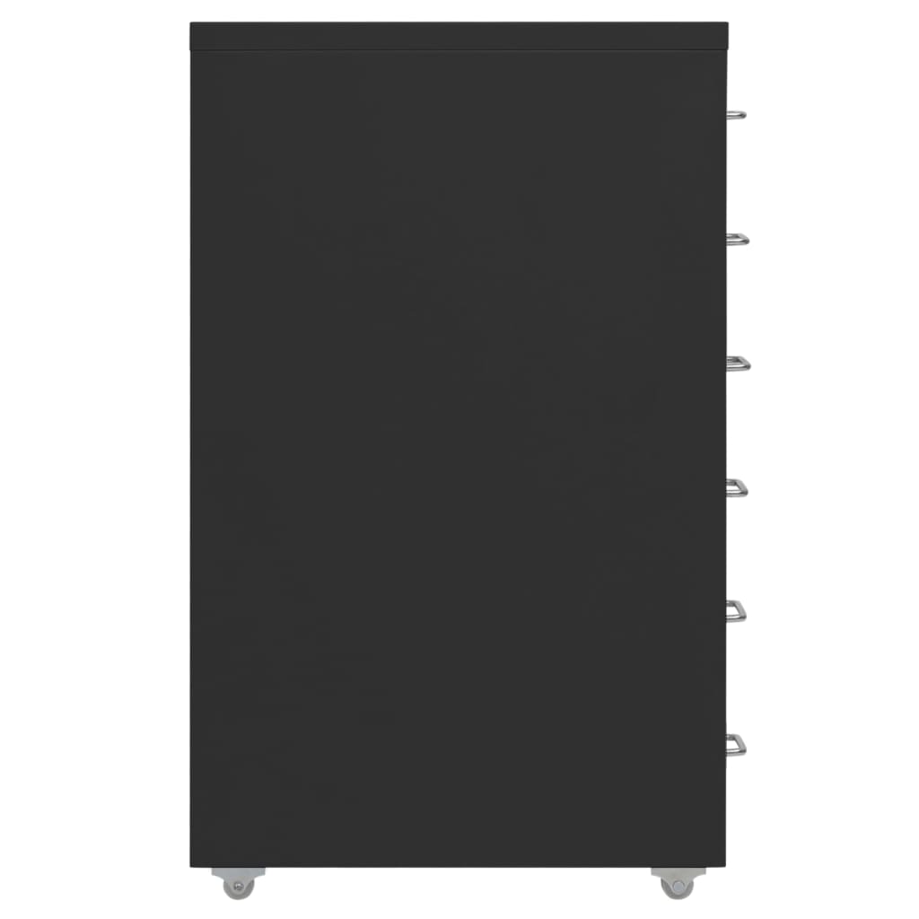 vidaXL Mobile File Cabinet | Black | Metal | Medium | Mobile File Cabinet