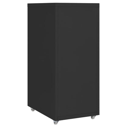 vidaXL Mobile File Cabinet | Black | Metal | Medium | Mobile File Cabinet