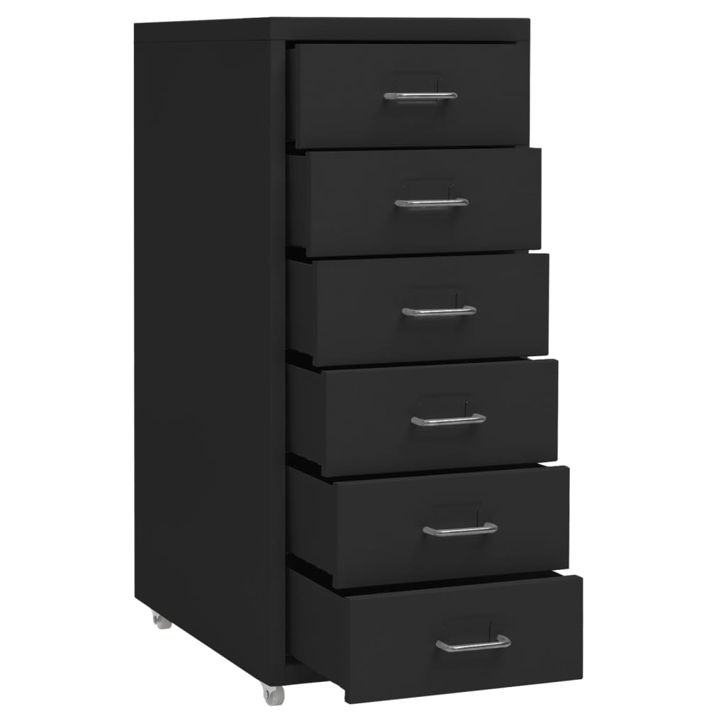vidaXL Mobile File Cabinet | Black | Metal | Medium | Mobile File Cabinet