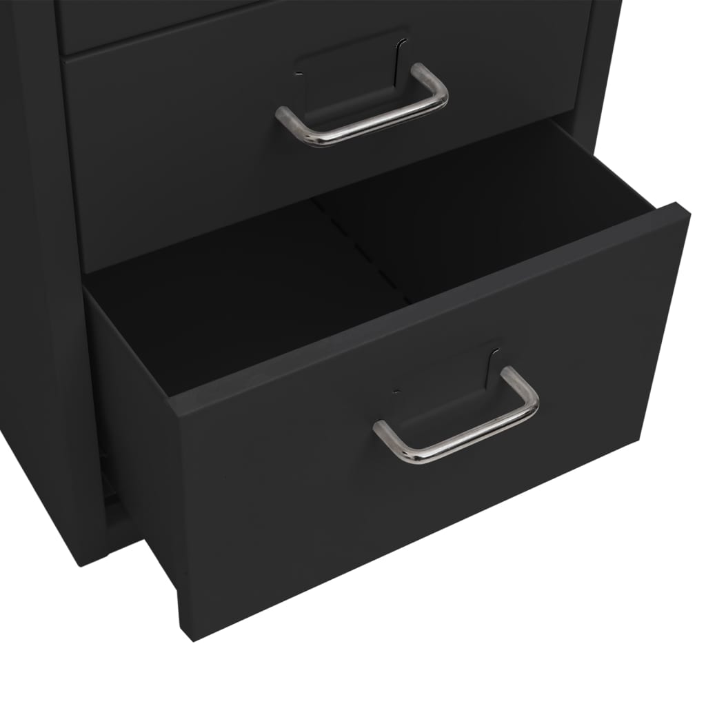 vidaXL Mobile File Cabinet | Black | Metal | Medium | Mobile File Cabinet