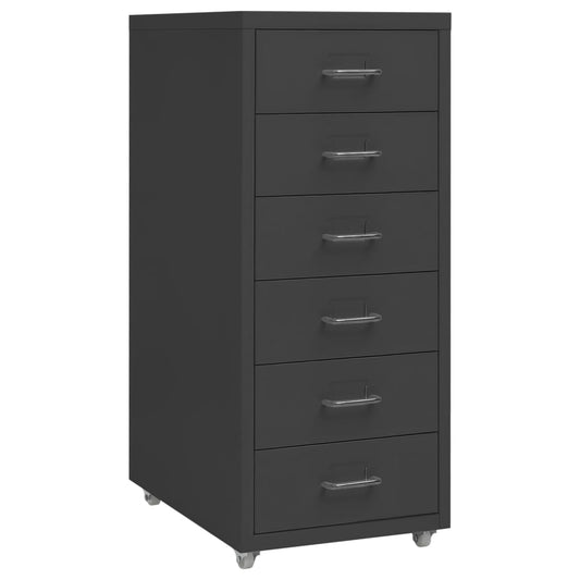 vidaXL Mobile File Cabinet | Anthracite | Metal | Medium | Portable