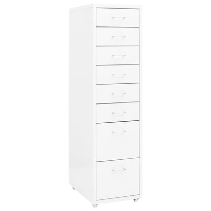 vidaXL Mobile File Cabinet | White | Metal | Tall and slim | Rollable