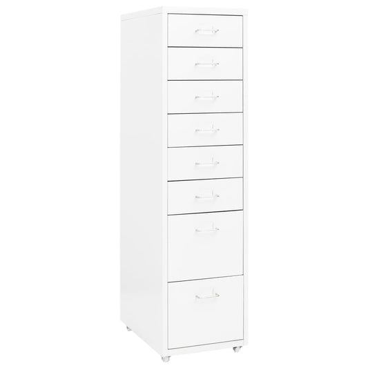 vidaXL Mobile File Cabinet | White | Metal | Tall and slim | Rollable