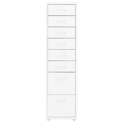 vidaXL Mobile File Cabinet | White | Metal | Tall and slim | Rollable