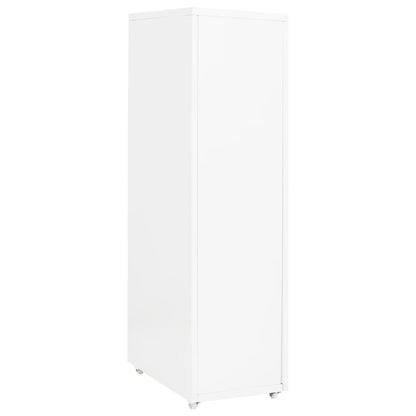 vidaXL Mobile File Cabinet | White | Metal | Tall and slim | Rollable