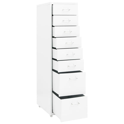 vidaXL Mobile File Cabinet | White | Metal | Tall and slim | Rollable