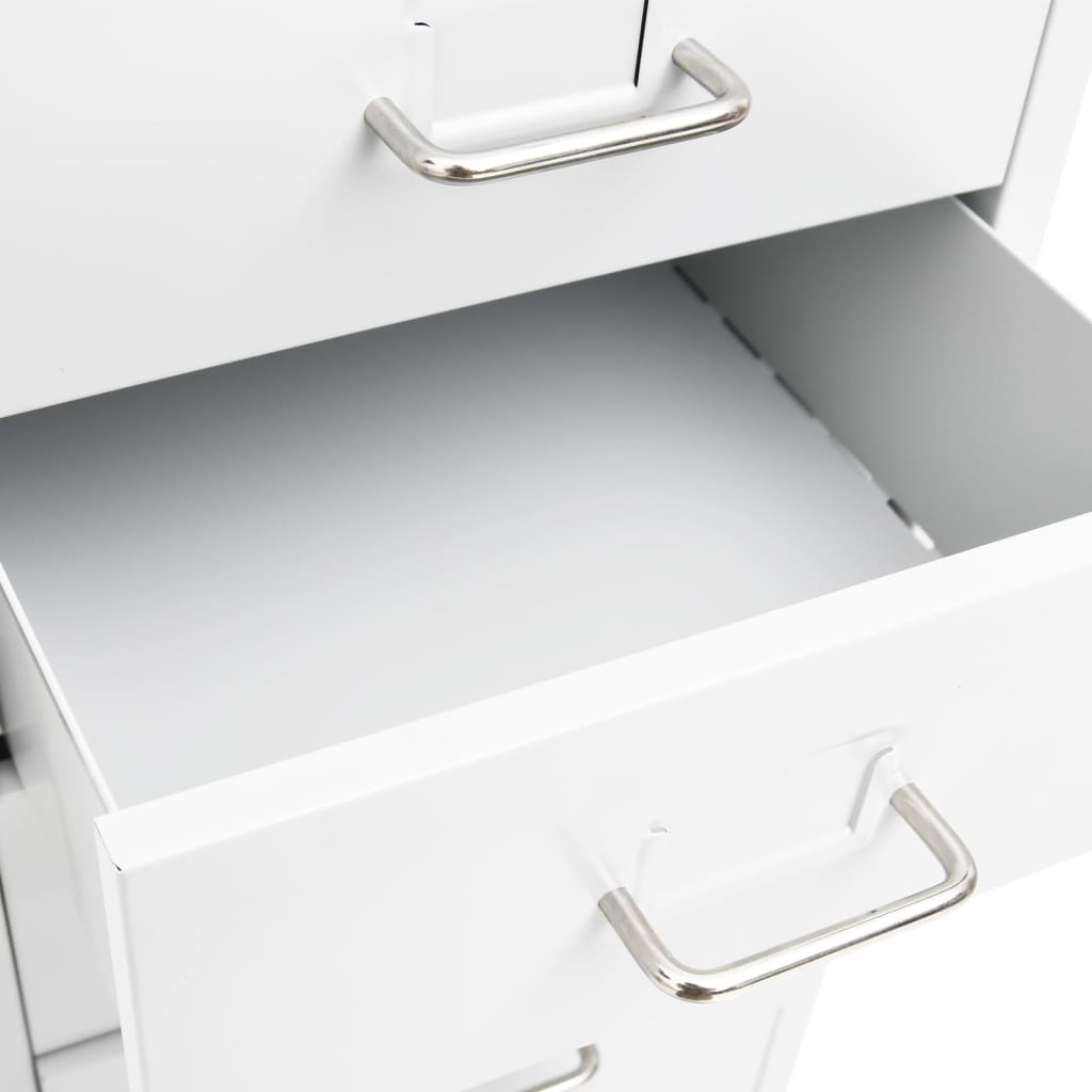vidaXL Mobile File Cabinet | White | Metal | Tall and slim | Rollable