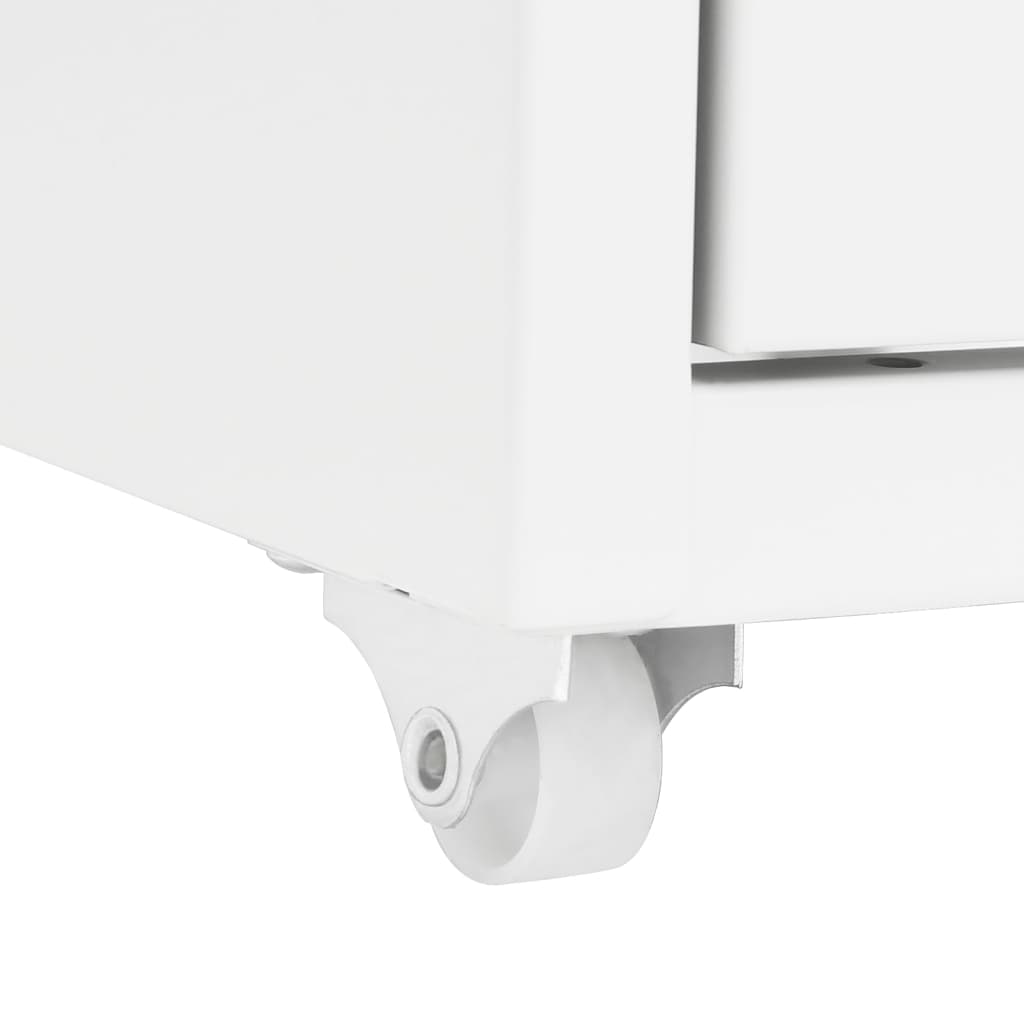 vidaXL Mobile File Cabinet | White | Metal | Tall and slim | Rollable