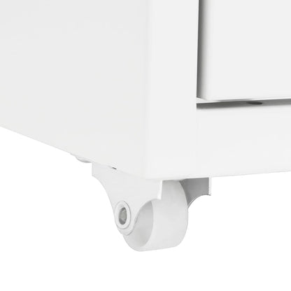 vidaXL Mobile File Cabinet | White | Metal | Tall and slim | Rollable