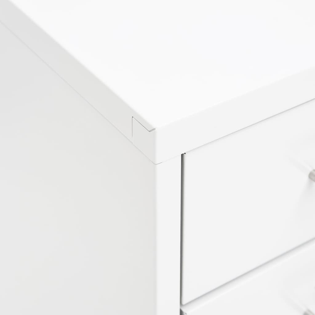 vidaXL Mobile File Cabinet | White | Metal | Tall and slim | Rollable