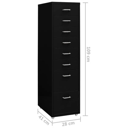 vidaXL Mobile File Cabinet Black 28x41x109 cm Metal