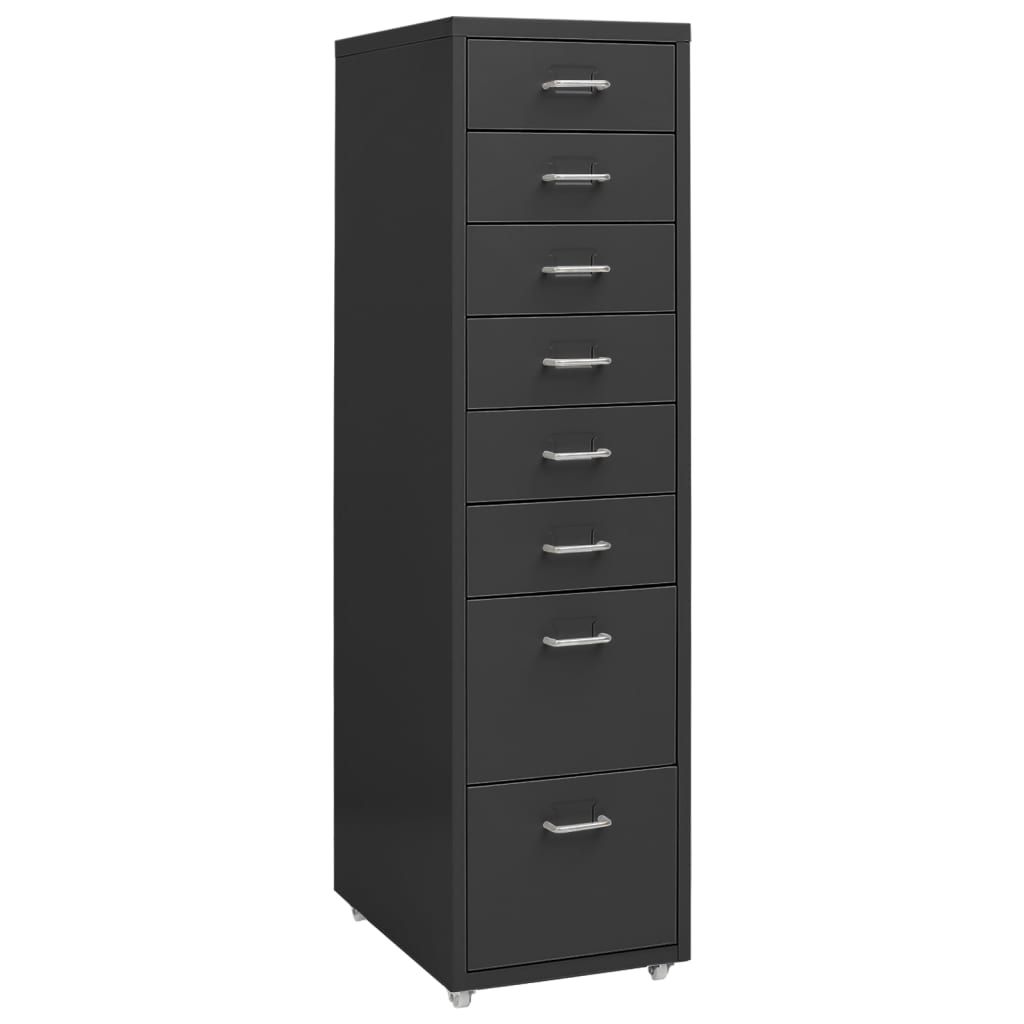 vidaXL Mobile File Cabinet | Anthracite | Metal | Medium | Rollable